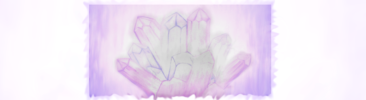 Zart gezeichnete Kristalle in Violett- und Rosatönen